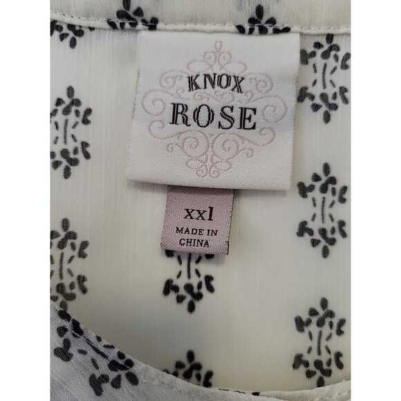 Knox Rose Boho Popover Blouse Sheer Long Sleeve Ivory Gray 2X - Picture 6 of 7